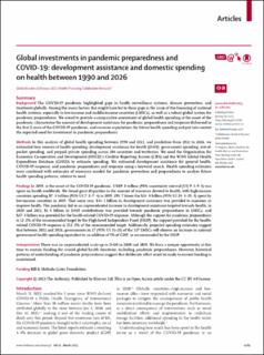 Global investments in pandemic preparedness and COVID-19: development  assistance and domestic spending on health between 1990 and 2026 - The  Lancet Global Health